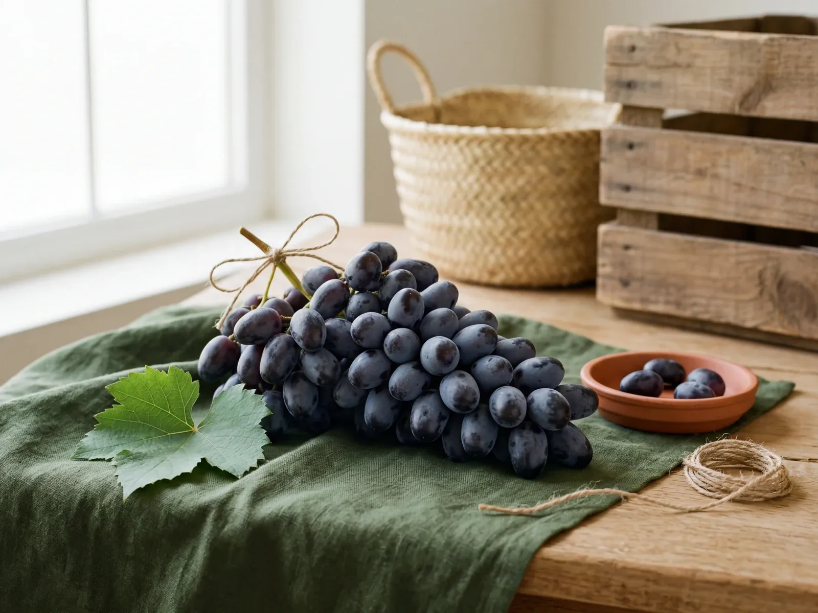 Egyptian Autumn Royal black seedless grapes, large dark berries