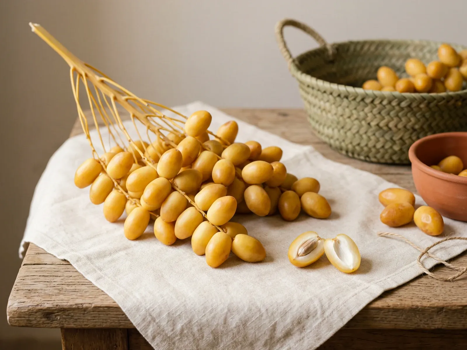 Egyptian Barhi dates at the khalal yellow stage