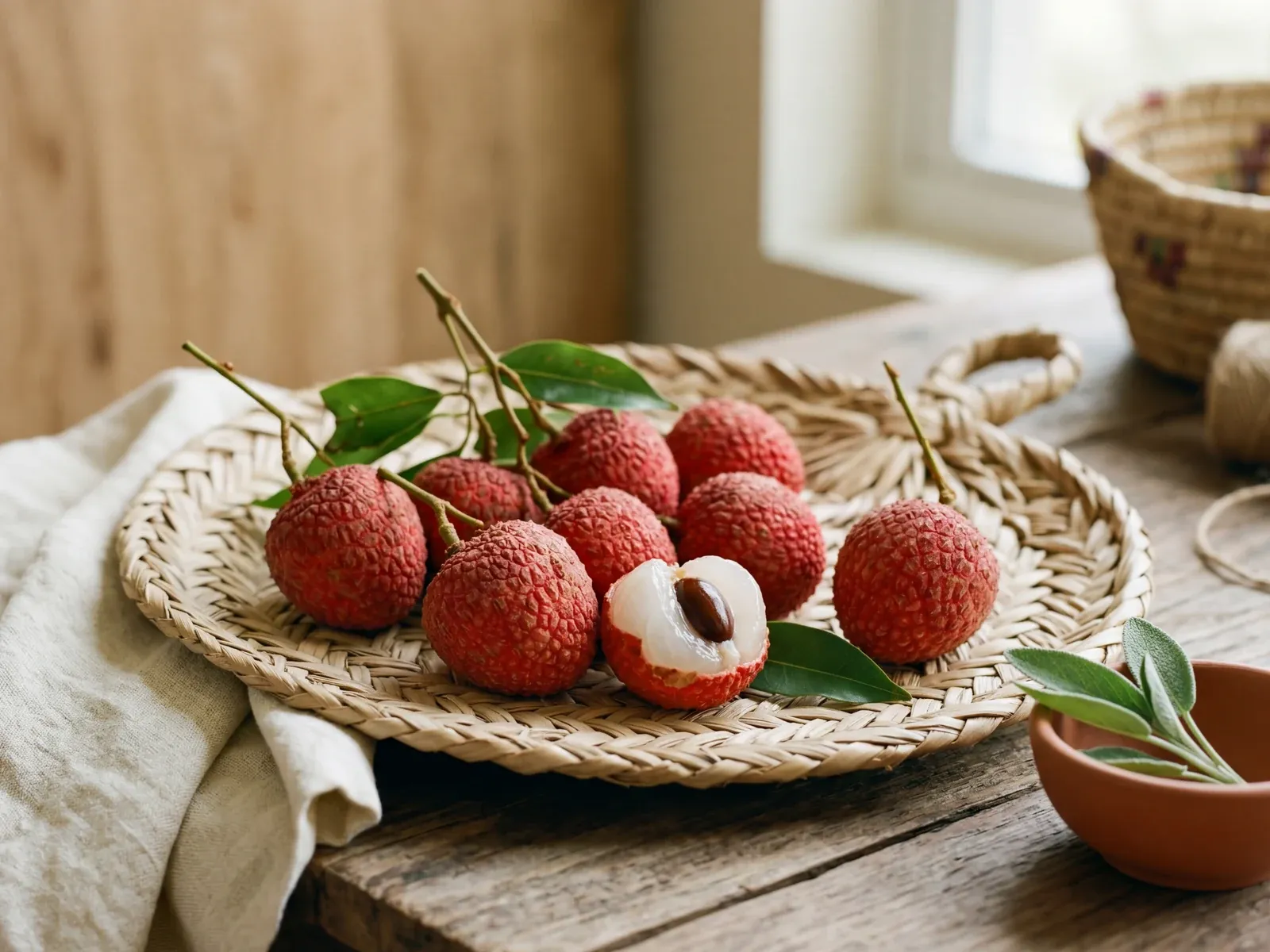 Egyptian lychee fruit, bright red skin