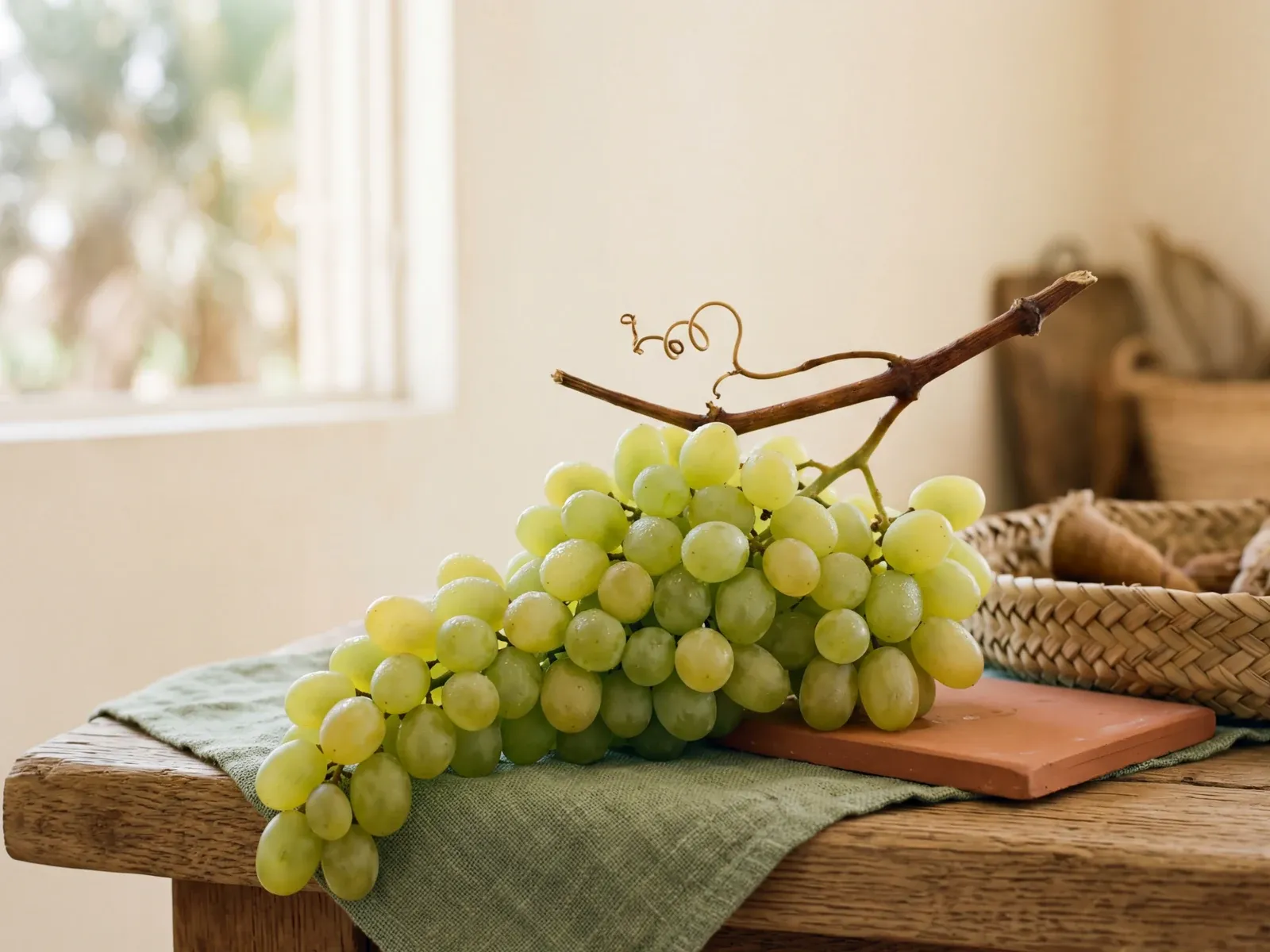 Egyptian Superior white seedless grapes, translucent green