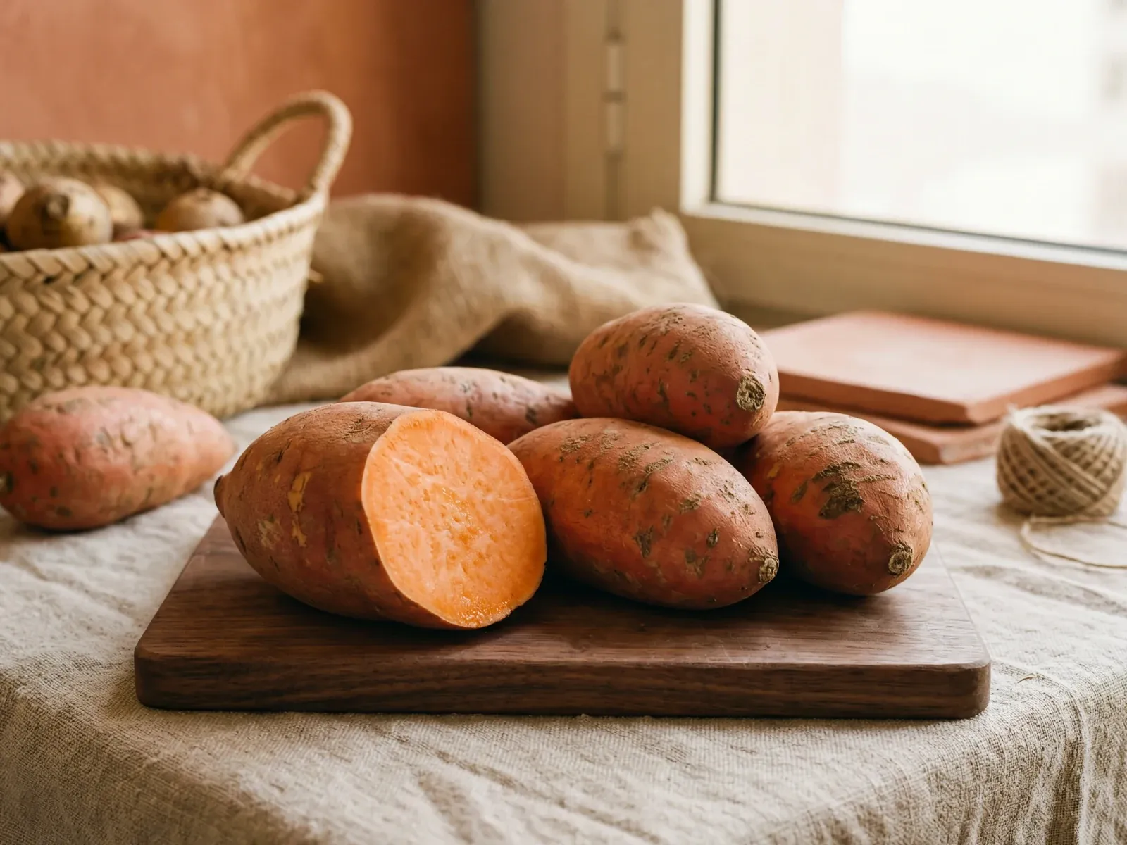 Egyptian Baladi sweet potatoes, red-orange flesh